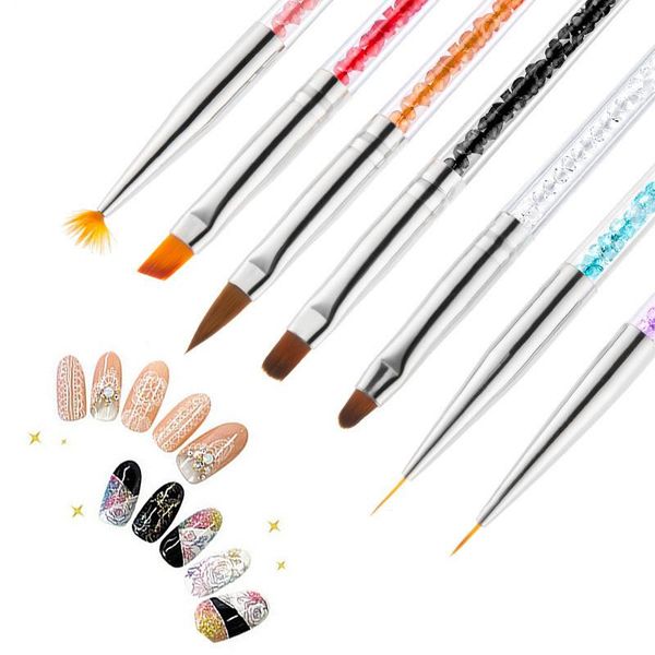 nail brushes 7 style rhinestone acrylic handle art line flower painting coating shaping flat fan angle pen set, Yellow
nail brushes 7 style rhinestone acrylic handle art line flower painting coating shaping flat fan angle pen set, Yellow