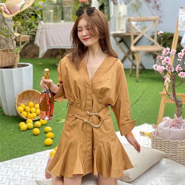 casual dresses elegant women's shirt dress v neck long sleeve high waist sashes mini female fashion style spring tide, Black;gray
casual dresses elegant women's shirt dress v neck long sleeve high waist sashes mini female fashion style spring tide, Black;gray