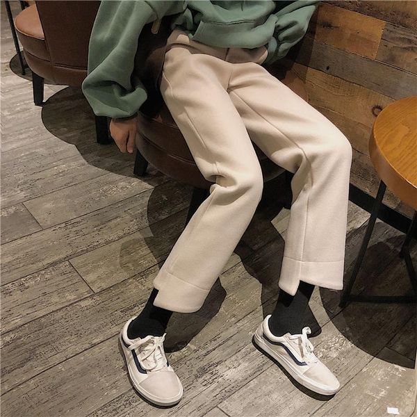 women's pants & capris casual straight-leg irregular trousers autumn 2021 simple and versatile high-waist thin wool cropped, Black;white
women's pants & capris casual straight-leg irregular trousers autumn 2021 simple and versatile high-waist thin wool cropped, Black;white