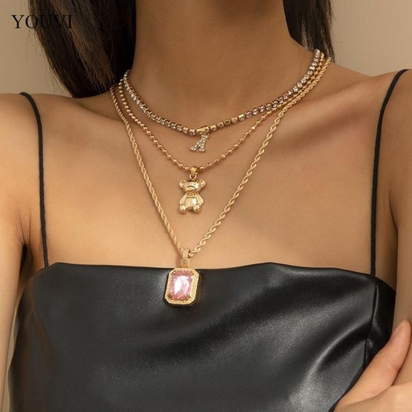 chains youvi 3pcs/set with crystal zircon pedants necklace for women punk goth bear choker jewelry collar charm, Silver
chains youvi 3pcs/set with crystal zircon pedants necklace for women punk goth bear choker jewelry collar charm, Silver