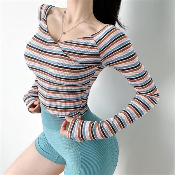 women stripe sport shirts long sleeve gym fitness yoga running breathable t-shirts woman outfit
women stripe sport shirts long sleeve gym fitness yoga running breathable t-shirts woman outfit
