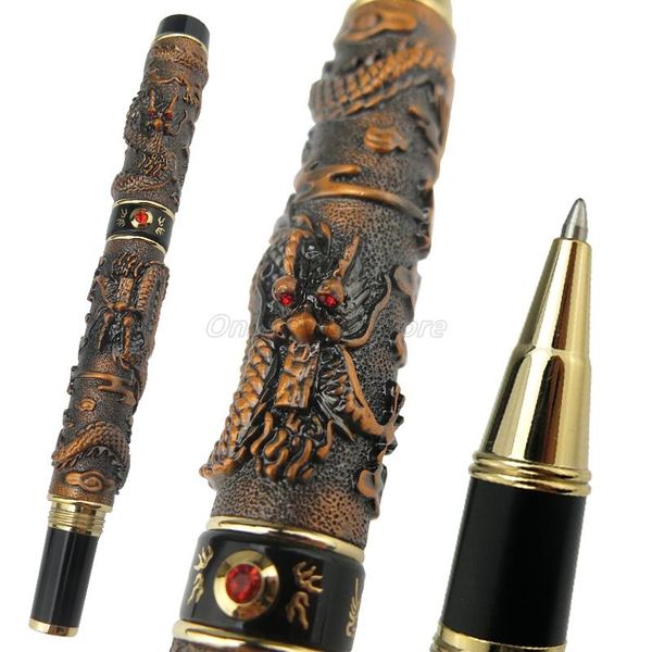 ballpoint pens jinhao ancient bronze metal double dragon playing pearl carving embossing roller ball pen professional office stationery writ, Blue;orange
ballpoint pens jinhao ancient bronze metal double dragon playing pearl carving embossing roller ball pen professional office stationery writ, Blue;orange