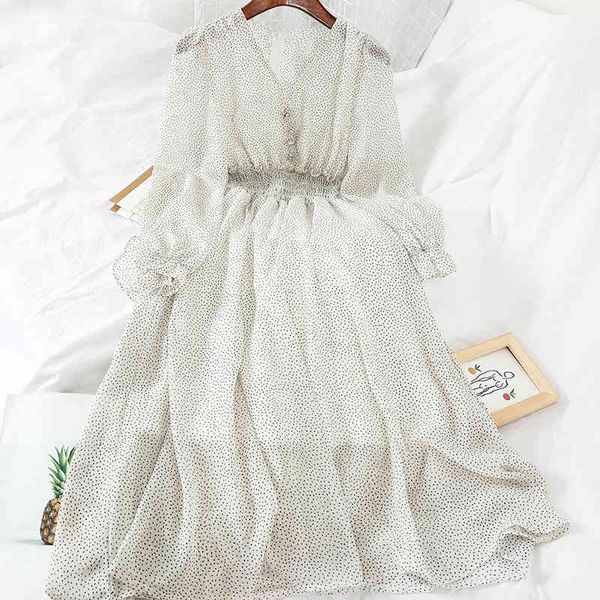 spring women red v neck polka dot slim chiffon dress button puff sleeve high waist elegant woman mid-calf party 210513, Black;gray
spring women red v neck polka dot slim chiffon dress button puff sleeve high waist elegant woman mid-calf party 210513, Black;gray