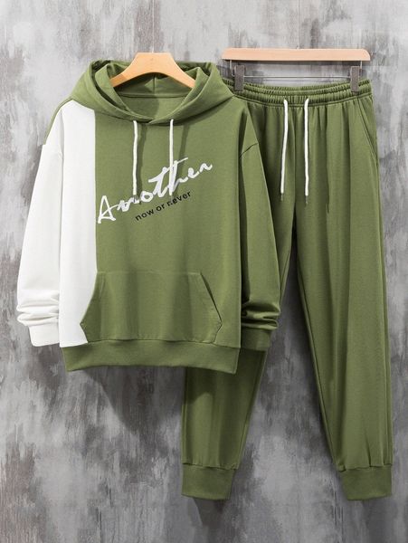 men slogan graphic colorblock drop shoulder drawstring hoodie & sweatpants e6rm#, Gray
men slogan graphic colorblock drop shoulder drawstring hoodie & sweatpants e6rm#, Gray