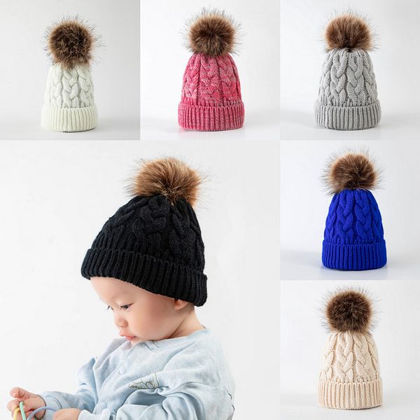 12 colors baby winter hat knit wool twisted children pompom fur ball crochet caps warm kids thick boy girl beanie cap, Yellow
12 colors baby winter hat knit wool twisted children pompom fur ball crochet caps warm kids thick boy girl beanie cap, Yellow