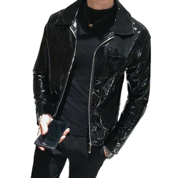 men's jackets shiny leather jacket stage costume red black brown nightclub club solid color slim coats
men's jackets shiny leather jacket stage costume red black brown nightclub club solid color slim coats