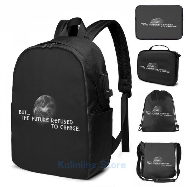 backpack funny graphic print the future refused to change usb charge men school bags women bag travel laptop