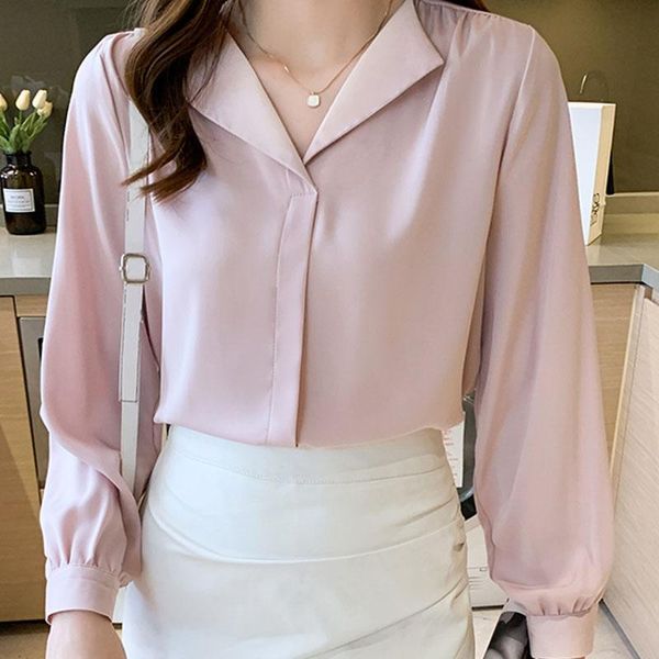 women's blouses & shirts 2021 autumn korean white long sleeve solid color mujer pink drop v-neck female blusas 1337
women's blouses & shirts 2021 autumn korean white long sleeve solid color mujer pink drop v-neck female blusas 1337