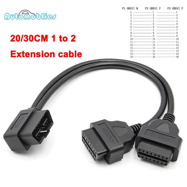 1 to 2 obd2 auto extension cable full 16pin male female automotive car diagnostic tool scanner connector tools
1 to 2 obd2 auto extension cable full 16pin male female automotive car diagnostic tool scanner connector tools