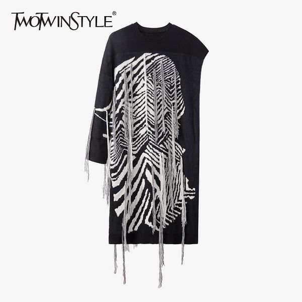 twotwinstyle loose printed patchwork tassel dress for women o neck long sleeve casual irregular dresses female fashion 210517, Black;gray
twotwinstyle loose printed patchwork tassel dress for women o neck long sleeve casual irregular dresses female fashion 210517, Black;gray
