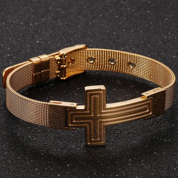 tennis stainless steel bracelets for male fashion cross watchband gold/black/steel color charm men's jewelry homme armband gift him, Golden;silver
tennis stainless steel bracelets for male fashion cross watchband gold/black/steel color charm men's jewelry homme armband gift him, Golden;silver