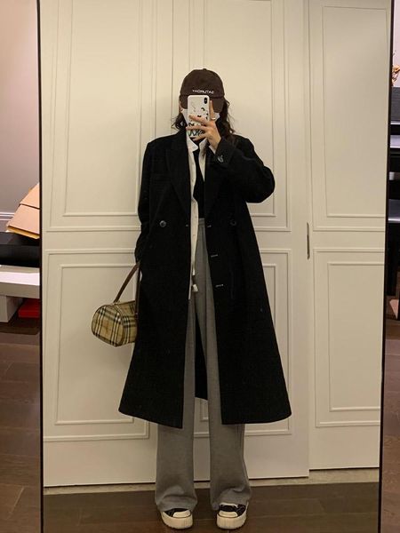 women's trench coats superaen woolen suit coat 2021 spring autumn single-sided double breasted casual full solid women clothes, Tan;black
women's trench coats superaen woolen suit coat 2021 spring autumn single-sided double breasted casual full solid women clothes, Tan;black