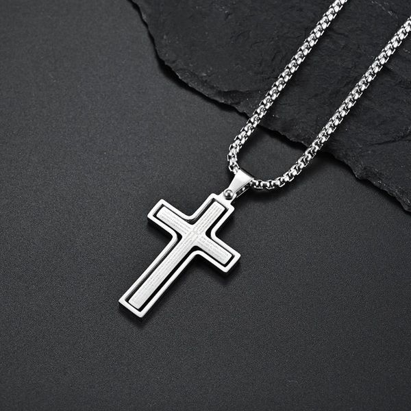 pendant necklaces european and american style rotatable stainless steel minority personality cross men's necklace, Silver
pendant necklaces european and american style rotatable stainless steel minority personality cross men's necklace, Silver