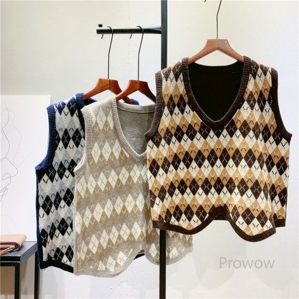 knits retro neck argyle sweater women wave design knitted spring autumn vest jacket sleeveless pullover, White
knits retro neck argyle sweater women wave design knitted spring autumn vest jacket sleeveless pullover, White