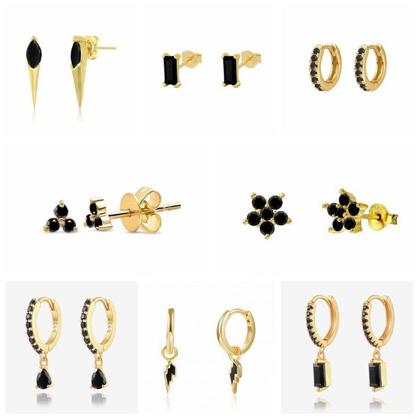 hoop & huggie 925 sterling silver earrings bling black zircon piercing earring jewelry for women plata de ley pendientes oorbellen, Golden;silver
hoop & huggie 925 sterling silver earrings bling black zircon piercing earring jewelry for women plata de ley pendientes oorbellen, Golden;silver