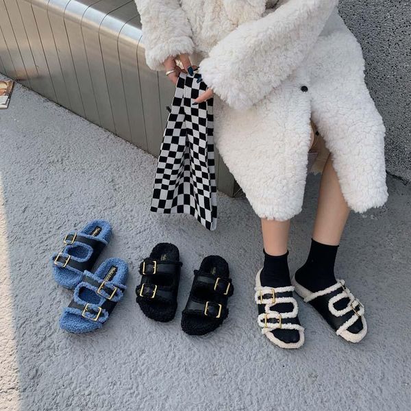 slippers furry women autumn winter lamb wool black/beige/blue open toe belt design outdoor slides fashion party casual flats
slippers furry women autumn winter lamb wool black/beige/blue open toe belt design outdoor slides fashion party casual flats