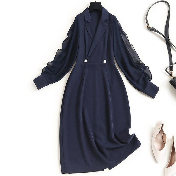 elegant women blazer dress office lady 2021 spring double breasted solid color ruffles chiffon long sleeve dresses blue casual, Black;gray
elegant women blazer dress office lady 2021 spring double breasted solid color ruffles chiffon long sleeve dresses blue casual, Black;gray