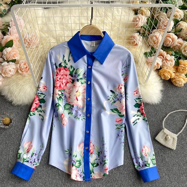 women's blouses & shirts 2021 spring autumn blouse european retro lapel print long sleeve loose casual female de385, White
women's blouses & shirts 2021 spring autumn blouse european retro lapel print long sleeve loose casual female de385, White