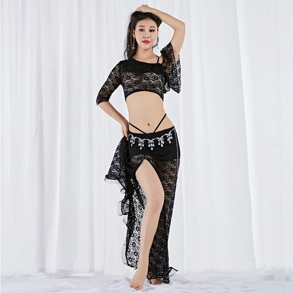 2 pieces women belly dance costume lace long skirt outfits dancewear elastic off shoulder dancing clothes dancer wear, Black;red
2 pieces women belly dance costume lace long skirt outfits dancewear elastic off shoulder dancing clothes dancer wear, Black;red