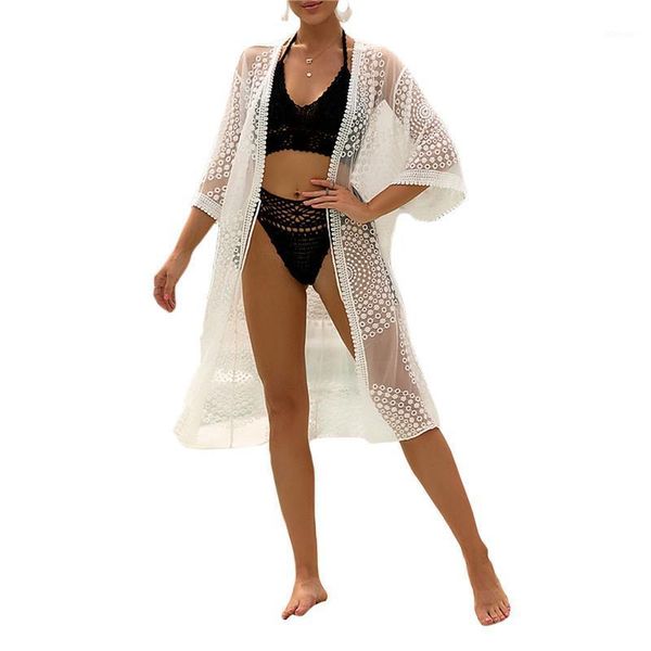 women's see-through bikini cover-ups long sleeve open front sheer lace trim crochet dress swimsuit cover ups beachwear swimwear, White;black
women's see-through bikini cover-ups long sleeve open front sheer lace trim crochet dress swimsuit cover ups beachwear swimwear, White;black