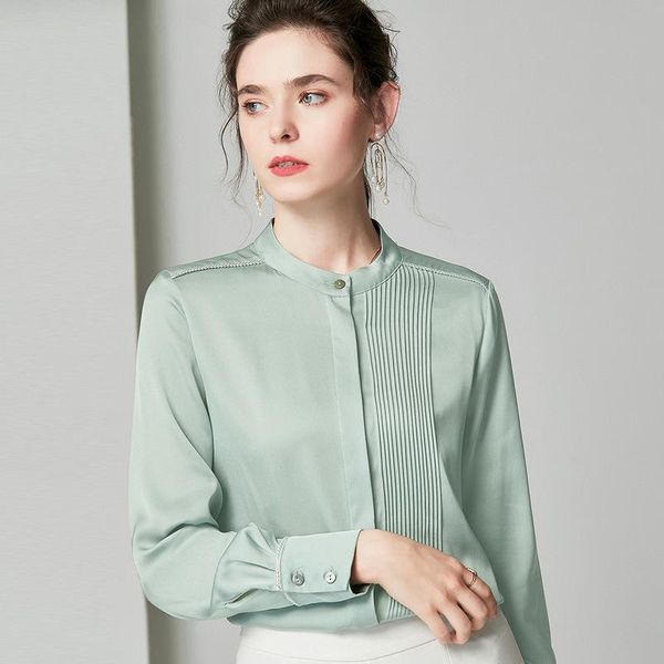 green pleated silk blouse for women long sleeve 4xl plus size casual office dress shirts fashion drop women's blouses, White
green pleated silk blouse for women long sleeve 4xl plus size casual office dress shirts fashion drop women's blouses, White