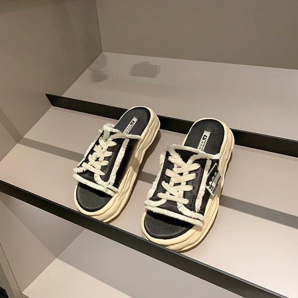 slippers 2021 spring fashion women's half solid color peep toe leisure women canvas shoes ladies lace-up comfortable, Black
slippers 2021 spring fashion women's half solid color peep toe leisure women canvas shoes ladies lace-up comfortable, Black