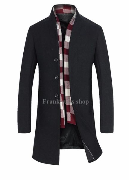 men's wool & blends 2021 custom made arrival turn-down collar casual coat men trench single breasted winter long, Black
men's wool & blends 2021 custom made arrival turn-down collar casual coat men trench single breasted winter long, Black