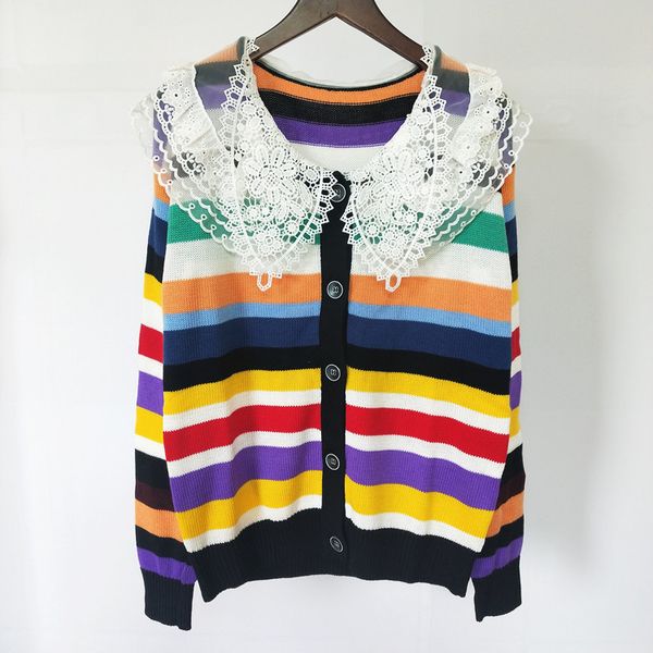 59% off factory outlet store lace lapel rainbow stripe knitted cardigan for women in autumn, White;black
59% off factory outlet store lace lapel rainbow stripe knitted cardigan for women in autumn, White;black