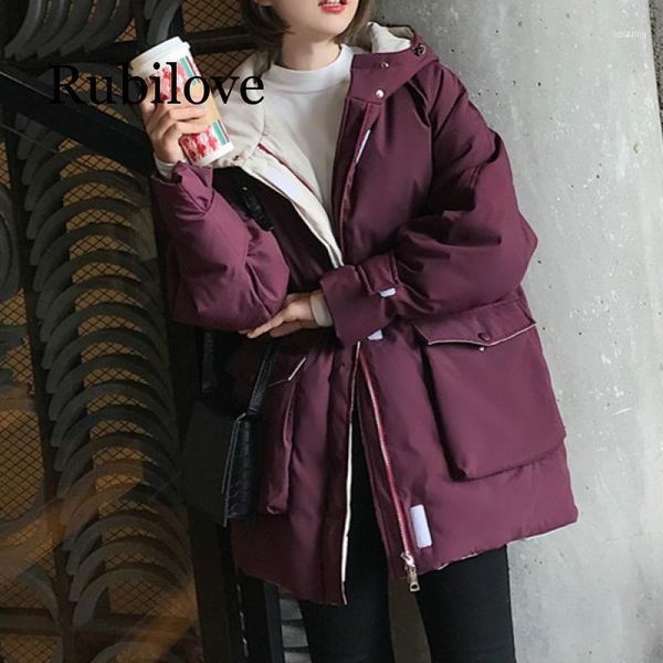 women's down & parkas tooling cotton clothing female long coat student korean version of loose jacket 2021 1, Black