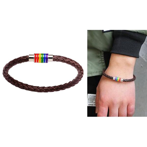 leather braided rainbow stainless steel magnet clasp buckle bracelet gay pride wristband men women fancy jewelry charm bracelets, Golden;silver
leather braided rainbow stainless steel magnet clasp buckle bracelet gay pride wristband men women fancy jewelry charm bracelets, Golden;silver