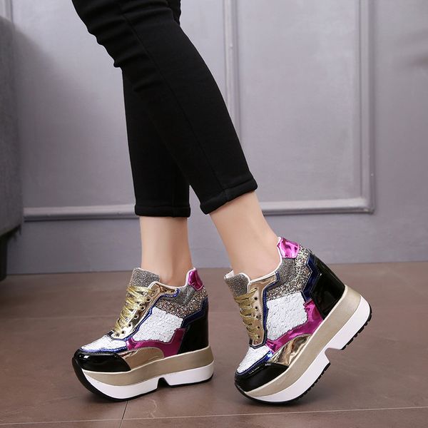 Spring High Platform Boots 12CM High Heel Women Thick Sole Shoes Sequin Leather Wedge Sneakers Waterproof Breathable Casual Shoe, Picture a
Spring High Platform Boots 12CM High Heel Women Thick Sole Shoes Sequin Leather Wedge Sneakers Waterproof Breathable Casual Shoe, Picture a