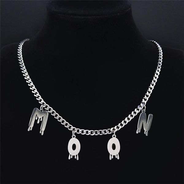 pendant necklaces hip hop stainless steel moon letter chain necklace for women/men silver color jewelry collier lettre n7003s03
pendant necklaces hip hop stainless steel moon letter chain necklace for women/men silver color jewelry collier lettre n7003s03