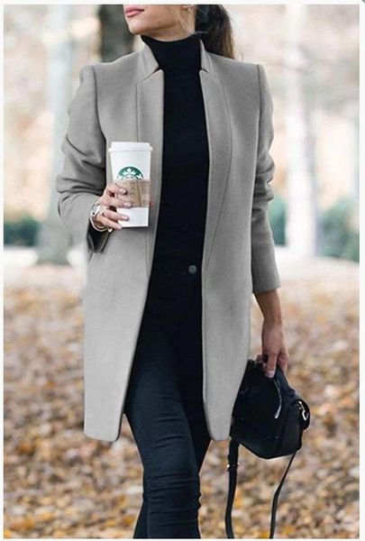 women's wool & blends 2021 autumn winter women fashion solid stand collar coats female casual long jackets outerwear vintage overcoat, Black
women's wool & blends 2021 autumn winter women fashion solid stand collar coats female casual long jackets outerwear vintage overcoat, Black