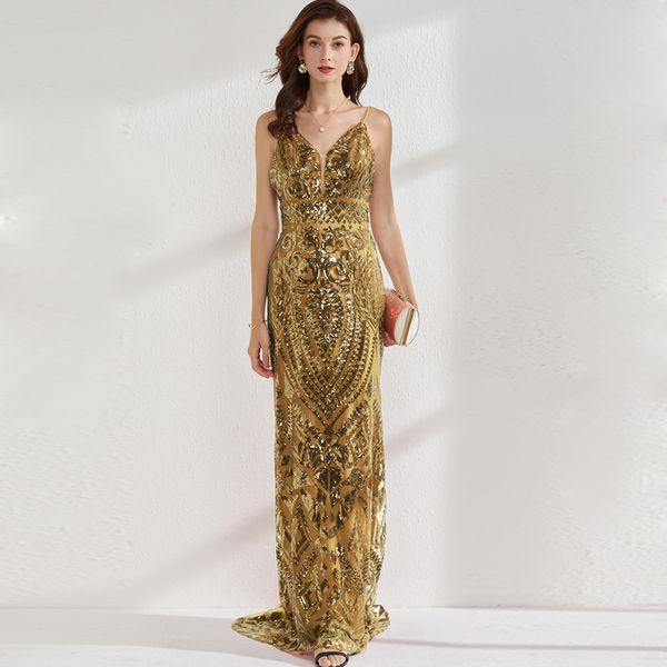 women's evening party dresses spaghetti straps embroidery sequined open back elegant long dress vestidos, White;black
women's evening party dresses spaghetti straps embroidery sequined open back elegant long dress vestidos, White;black