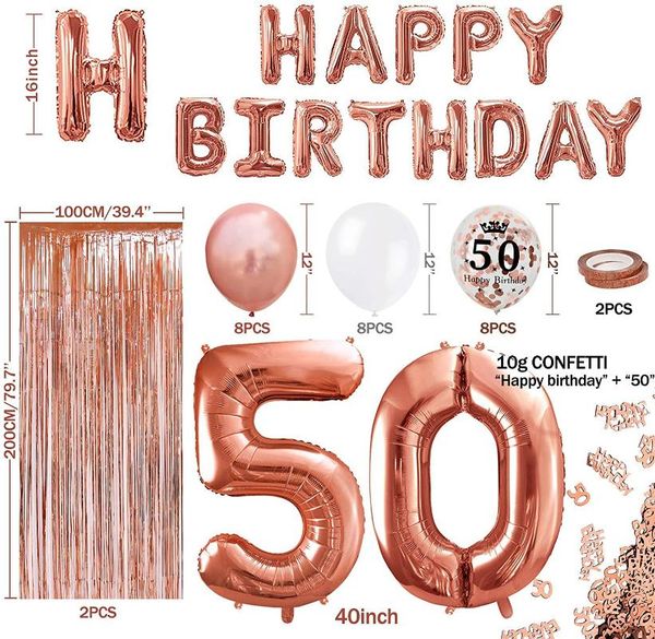 party decoration 50th rose gold birthday happy banner helium number balloon 50 xxl, 2 fringe curtain latex c
party decoration 50th rose gold birthday happy banner helium number balloon 50 xxl, 2 fringe curtain latex c