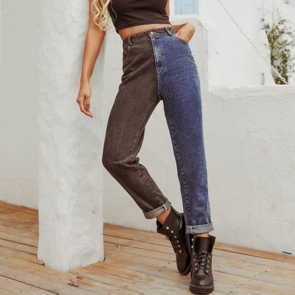donsignet fashion women's jeans casual stitching contrast color high-waist straight-leg slim ripped for women, Blue
donsignet fashion women's jeans casual stitching contrast color high-waist straight-leg slim ripped for women, Blue