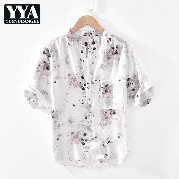 vintage printing linen shirts men summer stand collar half sleeve street black white casual loose single breasted men's, White;black
vintage printing linen shirts men summer stand collar half sleeve street black white casual loose single breasted men's, White;black