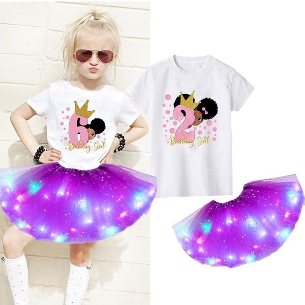 girls dress sets party casual black african curly hair girl short sleeve printed t-shirt+luminous skirt+hairpin suit clothing, White
girls dress sets party casual black african curly hair girl short sleeve printed t-shirt+luminous skirt+hairpin suit clothing, White