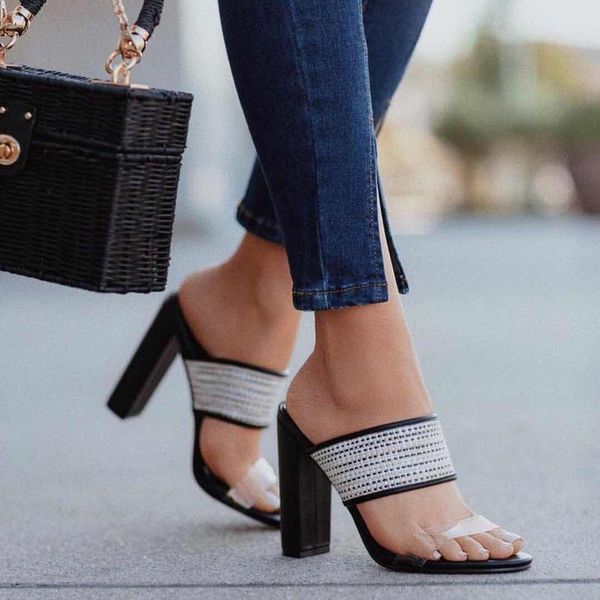 slippers concise elegant crystal women peep toe outside solid ladies platform slides hoof heels high summer shoes, Black
slippers concise elegant crystal women peep toe outside solid ladies platform slides hoof heels high summer shoes, Black