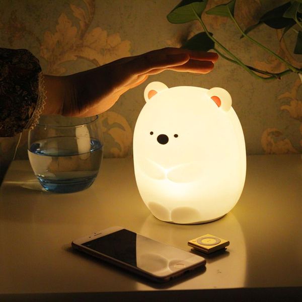 night lights cartoon bear silicone light soft cute usb charging pat induction colorful table lamp for headboard children
night lights cartoon bear silicone light soft cute usb charging pat induction colorful table lamp for headboard children