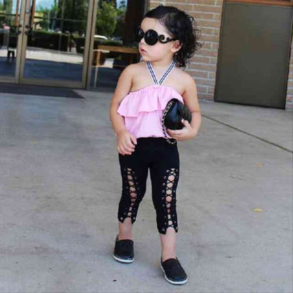2pcs fashion girls clothing set summer baby clothes pink ruffle cross bandage pant children dropshipping, White
2pcs fashion girls clothing set summer baby clothes pink ruffle cross bandage pant children dropshipping, White