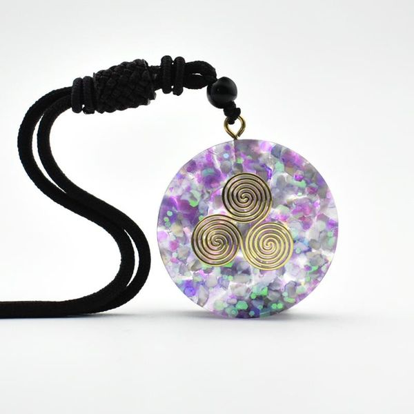pendant necklaces ogen energy natural crystal seven pulse wheel, Silver