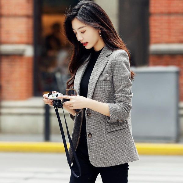 women's suits & blazers qianniao lattice small suit coat 2021 korean leisure retro fashion net red top, White;black
women's suits & blazers qianniao lattice small suit coat 2021 korean leisure retro fashion net red top, White;black