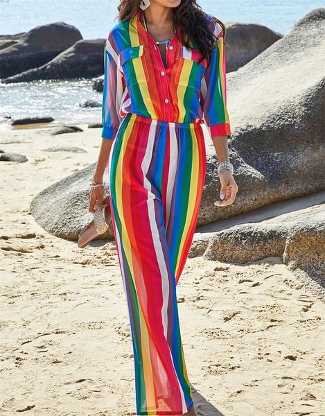 women's jumpsuits & rompers 2021 office lady playsuit elegant striped loose women sets casual long sleeve wide legs chiffon overall, Black;white
women's jumpsuits & rompers 2021 office lady playsuit elegant striped loose women sets casual long sleeve wide legs chiffon overall, Black;white