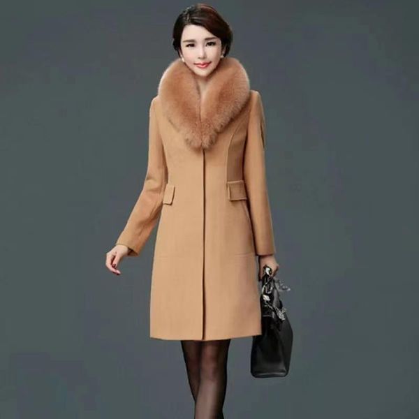 women's wool & blends winter women long coats 2021 faux fur collar plus size office ladies vintage overcoat jackets parka outerwear, Black
women's wool & blends winter women long coats 2021 faux fur collar plus size office ladies vintage overcoat jackets parka outerwear, Black