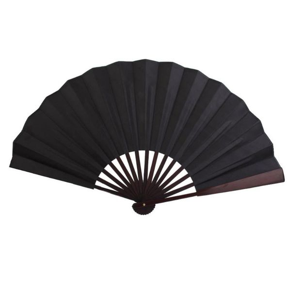 party favor men folding bamboo blank hand fan wedding gift (black)