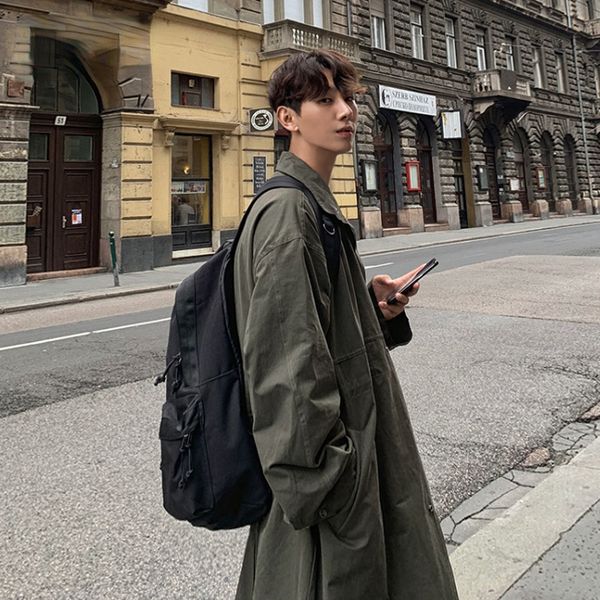 men's 2021 spring autumn new korean fashion teenagers windbreaker medium length casual knee handsome british coat, Tan;black
men's 2021 spring autumn new korean fashion teenagers windbreaker medium length casual knee handsome british coat, Tan;black