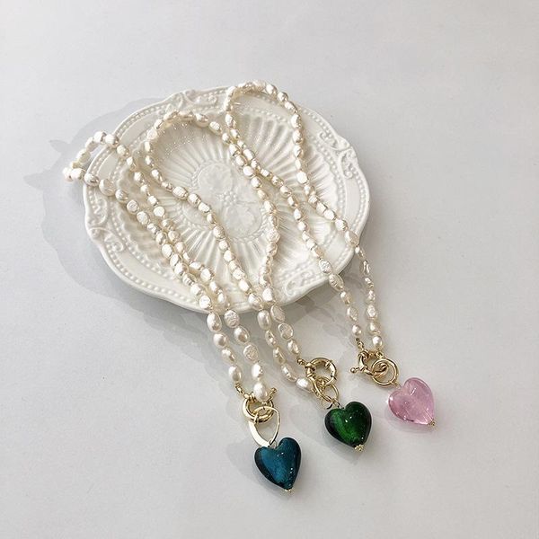 chains lovoacc vintage green blue red pink color glass love heart pendant necklace for women natural freshwater pearl chokers necklaces, Silver
chains lovoacc vintage green blue red pink color glass love heart pendant necklace for women natural freshwater pearl chokers necklaces, Silver
