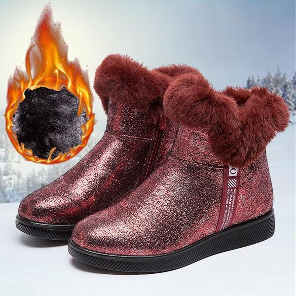 boots winter women's sequins snow warm thick bottom plus velvet cotton shoes large size, Black
boots winter women's sequins snow warm thick bottom plus velvet cotton shoes large size, Black