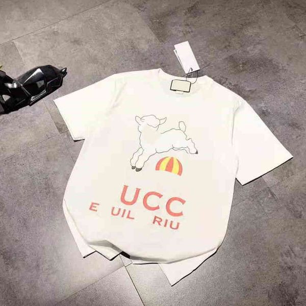 2022 factory wholesale new high version spring summer fashion cartoon lamb print simple lines fresh and breathable couple short sleeves, White
2022 factory wholesale new high version spring summer fashion cartoon lamb print simple lines fresh and breathable couple short sleeves, White